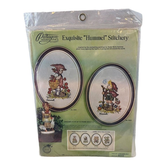 1975 Paragon Needlecraft Crewel #0233Hummel Peasant Boy 9" x 12" Vintage NOS - Picture 2 of 3